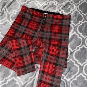 Zipper Plaid leggings
